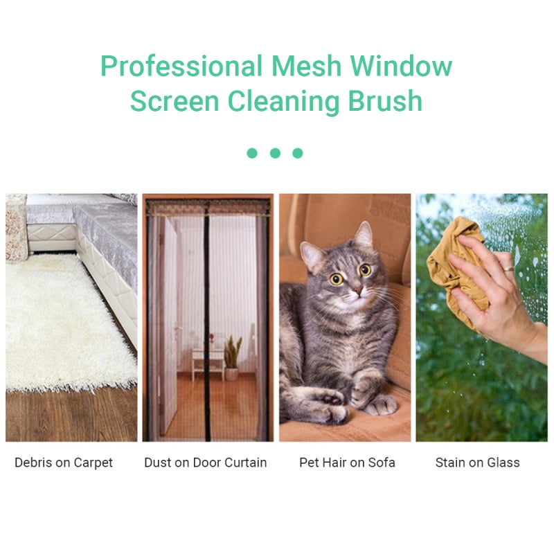 Mesh Window Screen Cleaning Brush: Green Extensible Handle, Lint Brush Head, Wet And Dry Dual-Use - Durable PP Material Mesh Screen Cleaner for Household Multi-Surface Cleaning - Image 2