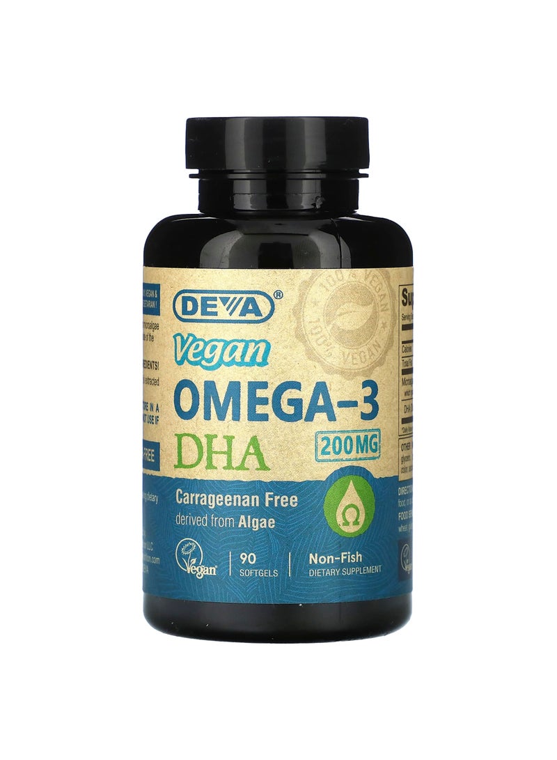 Deva Vegan Omega-3 DHA, 200 mg, 90 Softgels