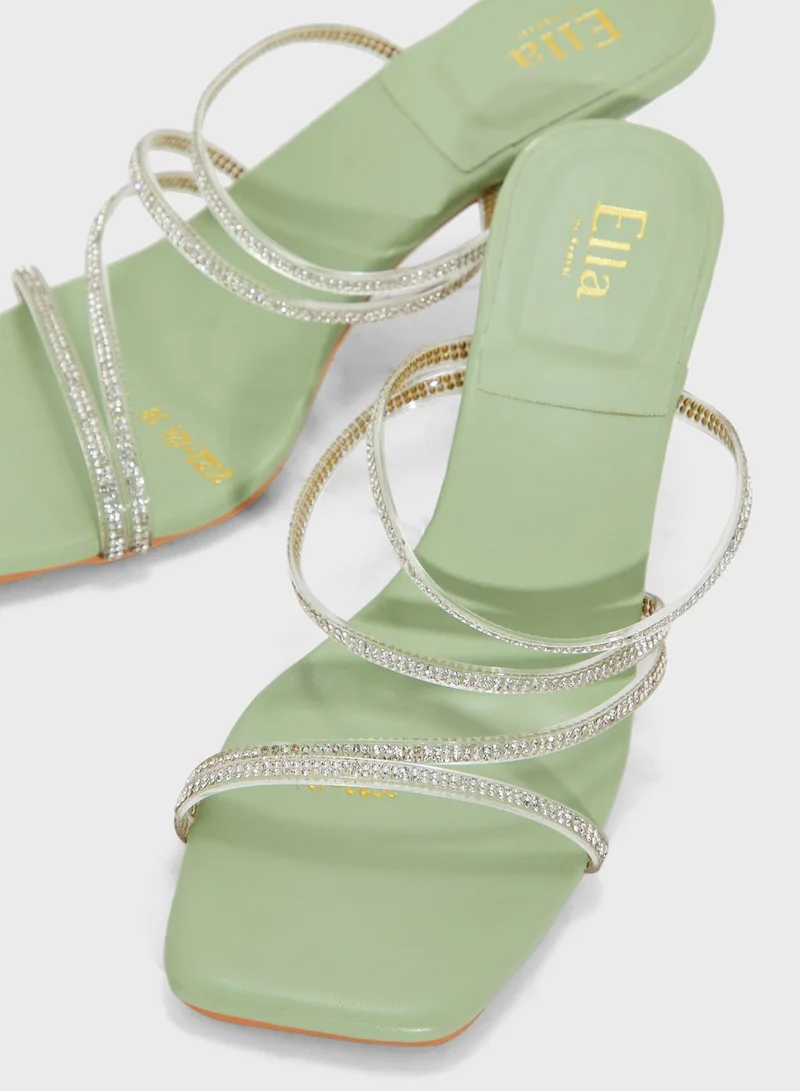 Ella Limited Edition Diamante Criss Cross Strap Mule Sandal