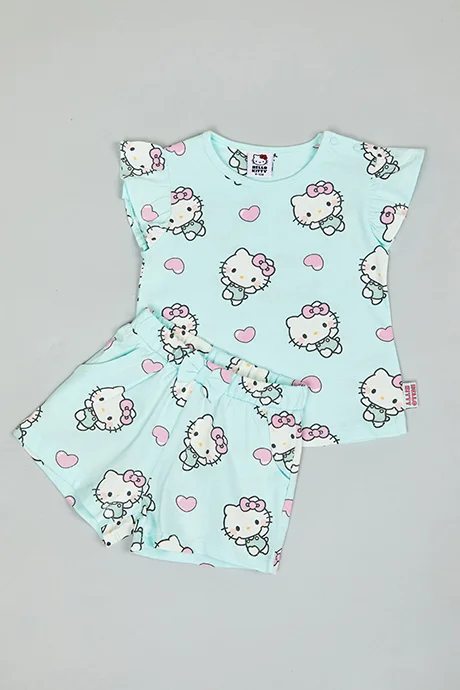 أر أند بي Hello Kitty Print T-Shirt and Shorts Set