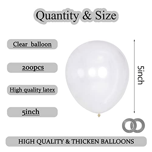 KAWKALSH 200pcs Clear Balloons 5 Inch Small Mini Latex Balloons for Party Birthday Baby Shower Anniversary Festival Arch Garland Decoration - Image 5