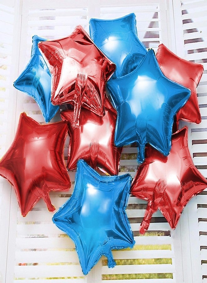 Just Party 5 Pcs Red & Blue 18 Inch Star Shape Foil Balloons with Shiny Surface For Birthdays/Anniversary/Engagement/Baby Shower/bachelorette Party Decorations (Satin Roll & Straw Included) - Image 3