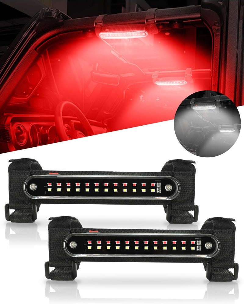 SUNPIE UTV Dome Light, Universal SXS Wireless Roll Cage Interior Lights w/White&Red for Polaris(RZR/Ranger/General) Talon/Pioneer Canam Kawasaki(Teryx/Mule) Golf Cart Yamaha, Without Remote - Image 1