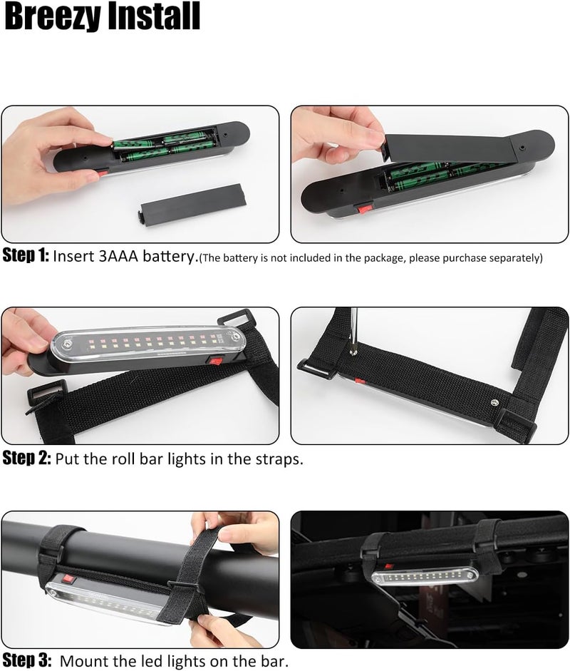 SUNPIE UTV Dome Light, Universal SXS Wireless Roll Cage Interior Lights w/White&Red for Polaris(RZR/Ranger/General) Talon/Pioneer Canam Kawasaki(Teryx/Mule) Golf Cart Yamaha, Without Remote - Image 4