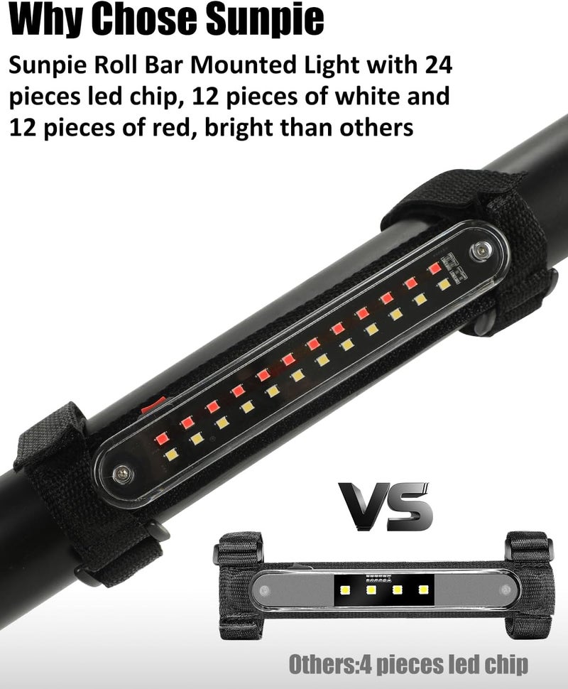 SUNPIE UTV Dome Light, Universal SXS Wireless Roll Cage Interior Lights w/White&Red for Polaris(RZR/Ranger/General) Talon/Pioneer Canam Kawasaki(Teryx/Mule) Golf Cart Yamaha, Without Remote - Image 2