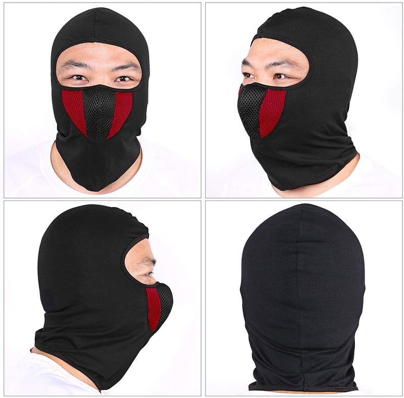 PrimeBox Helmet Face Mask Full Cover Bike Riding Cotton Anti-Dust Protection Neck Gaiter Stylish Black Biker Mask Pack of 1 Balaclava for Men - Image 4