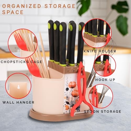 Clazkit Plastic Multipurpose Cutlery Holder Shelf, 11D x 14W x 20.5H - Color May VAry, 11X14X20.5 Cm, Multicolor - Image 4