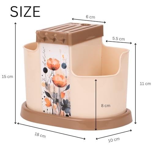 Clazkit Plastic Multipurpose Cutlery Holder Shelf, 11D x 14W x 20.5H - Color May VAry, 11X14X20.5 Cm, Multicolor - Image 3