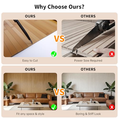 ULTAC Natural Bamboo Wall Panel for Interior Wall Decor, Pole Wrap Wainscoting Paneling, Wall Panels Interior Decor for Living Room, Kitchen Island, Ceiling 16" H x 96" L, Light-carbonized - Image 5