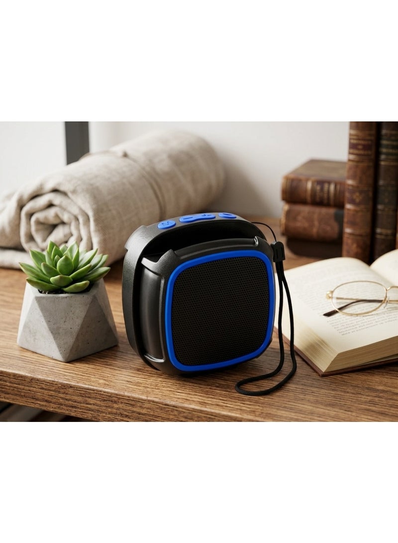 Portable Bluetooth Speaker 5W – Powerful Sound & Deep Bass, Supports Memory Card & USB, Long-Lasting Battery, Ideal for Outdoor Use and Travel Blue color - Image 2
