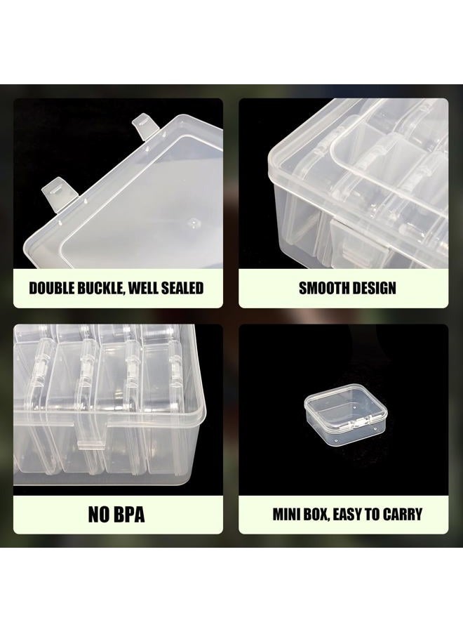 YOIYINI 30Pcs Mini Bead Containers with 1Pc Big Hinged Lid Storage Box，Clear Diamond Art Storage Case， Plastic Craft Supply Case for Organizing，Rectangle Containers for DIY Bead Craft，Jewelry，Small Part - Image 4