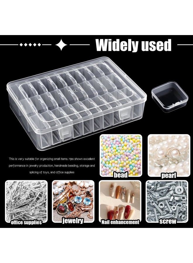 YOIYINI 30Pcs Mini Bead Containers with 1Pc Big Hinged Lid Storage Box，Clear Diamond Art Storage Case， Plastic Craft Supply Case for Organizing，Rectangle Containers for DIY Bead Craft，Jewelry，Small Part - Image 3