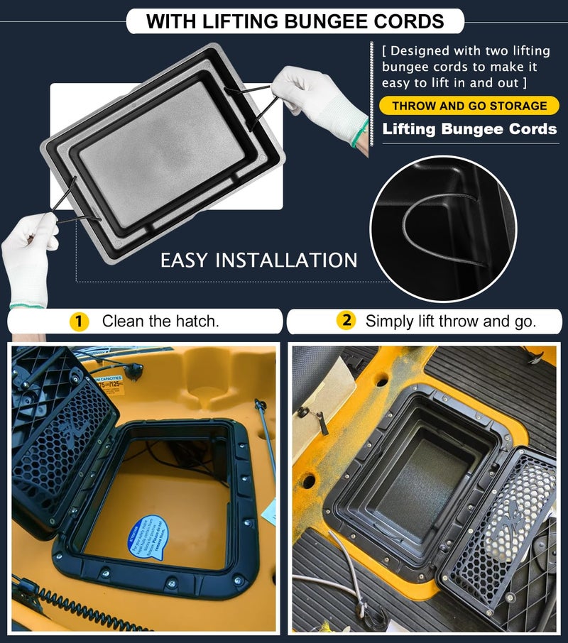 Camoo Rectangular Hatch Bucket Bro Hatch Storage For Hobie kayaks Mirage Cat Pro Angler 12/14, Pro Angler 360 12/14, Fishing Tackle Gear Organization Dry Storage Easy Clean with Drain Holes - Image 3