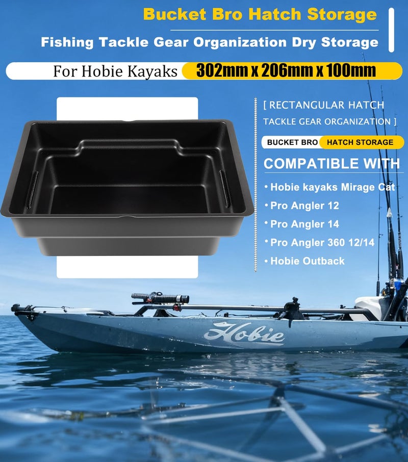 Camoo Rectangular Hatch Bucket Bro Hatch Storage For Hobie kayaks Mirage Cat Pro Angler 12/14, Pro Angler 360 12/14, Fishing Tackle Gear Organization Dry Storage Easy Clean with Drain Holes - Image 2