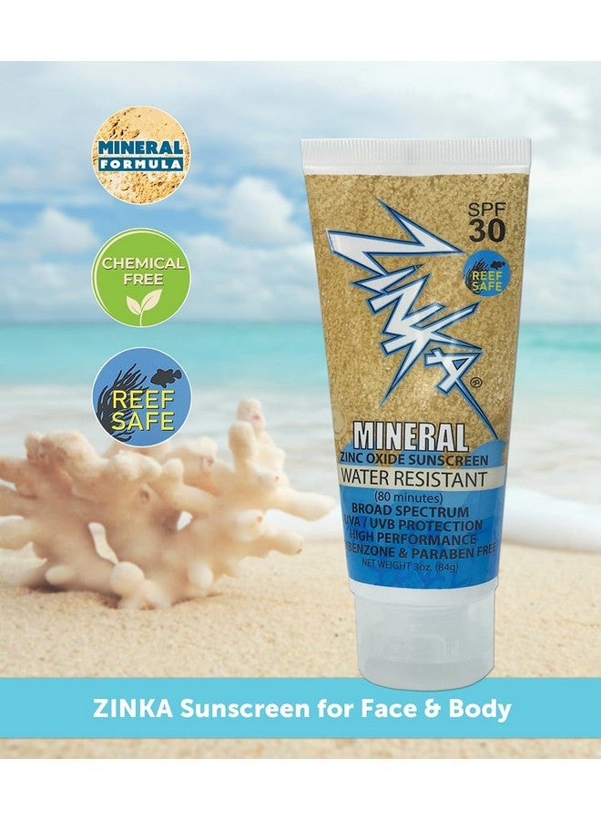 Zinka Sunscreen Reef Safe Mineral Formula, SPF 30 Zinc Oxide Lotion, 3 oz - No Chemicals - Water Resistant for Swimming, Surfing, Running, and Outdoor Recreation - Image 2