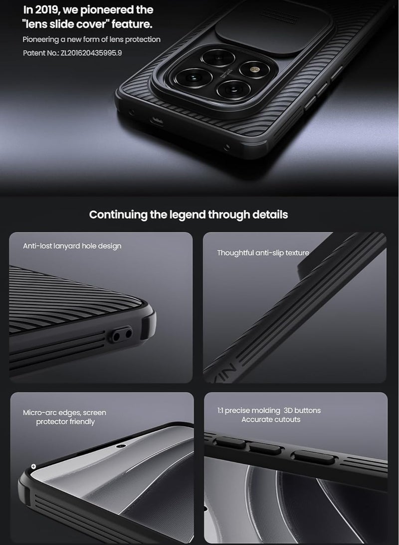 Nillkin For Xiaomi Redmi Note 14 Pro 5G / Xiaomi POCO X7 5G Case, Camera Lens Protection Slide Cover, TPU+PC Shockproof Bumper Back Cover, Anti-Fingerprint Mobile Phone Case, Slim Fit Protective Casing - Image 3