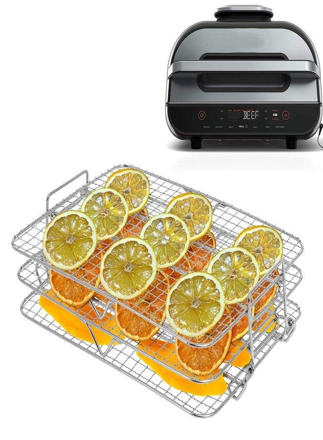 Hoqqf Air Fryer Rack Compatible with Ninja Foodi Grill XL Air Fryer FG551 IG601 IG651 Indoor Grill, Comes with Basting Brush, Spatula and Kitchen Tongs - Image 1