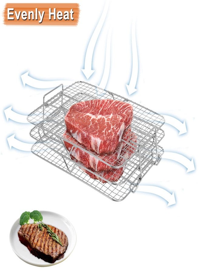 Hoqqf Air Fryer Rack Compatible with Ninja Foodi Grill XL Air Fryer FG551 IG601 IG651 Indoor Grill, Comes with Basting Brush, Spatula and Kitchen Tongs - Image 2