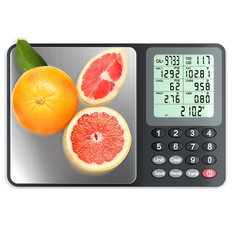 Fuzion Nutrition Food Scale Digital Food Scale for Weight Loss Calculating Food Facts Macro Calorie Meal Prep Portion Control Stainless Steel