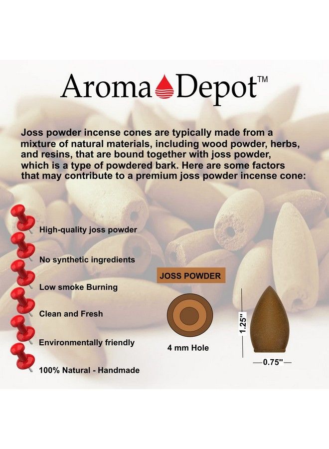 Aroma Depot 1.25'' Backflow Unscented 30 100% Natural Joss Powder Incense Cones Ideal For Waterfall Burner And Holder Add Any Aroma Depot Fragrance Oil To Make Your Own Scented Cones. (30 Cones) - Image 3