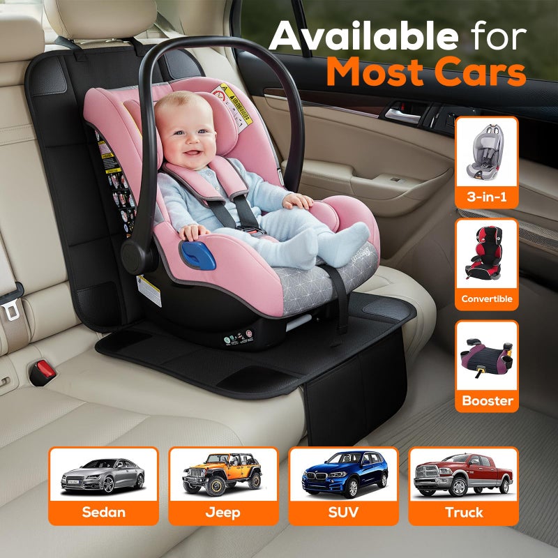 VLM Car Seat Protector for Child Baby Car Seat,600D Waterproof Car Seat Cover with Thick Padding, Non-Slip Backing and 2 Mesh Storage Pockets - Image 4