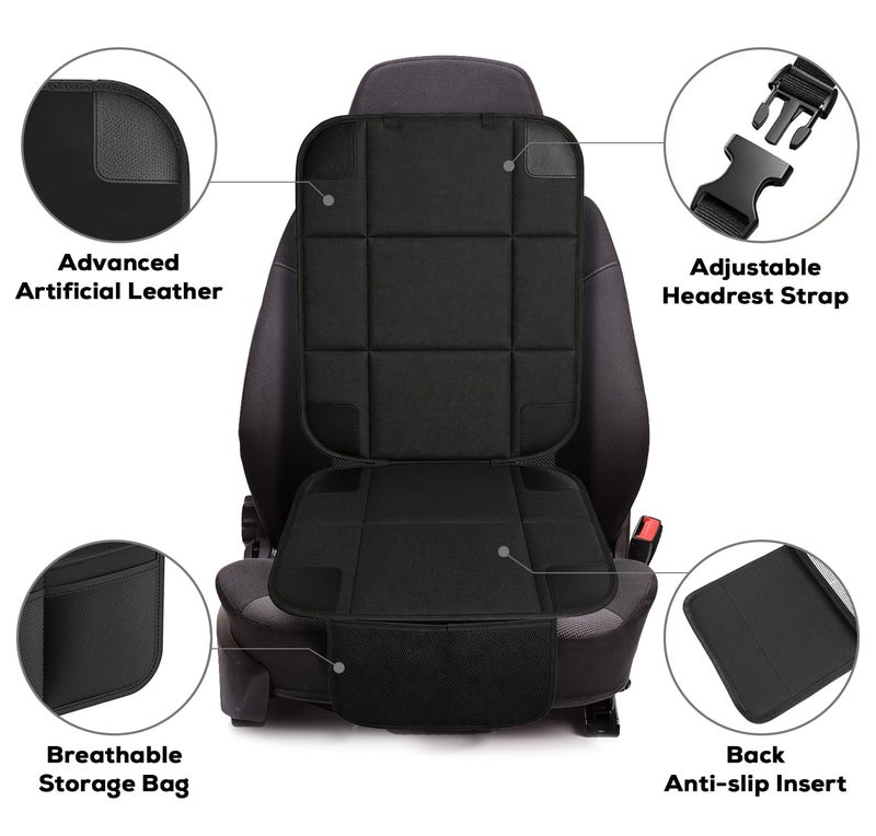 VLM Car Seat Protector for Child Baby Car Seat,600D Waterproof Car Seat Cover with Thick Padding, Non-Slip Backing and 2 Mesh Storage Pockets - Image 3