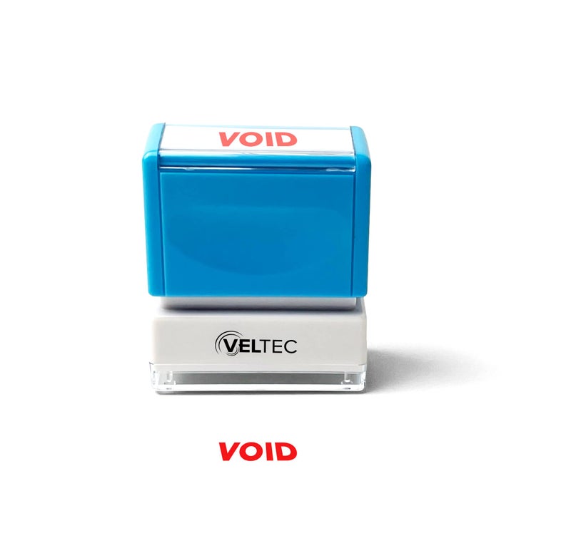 Veltec Premium PreInked Message Stamp Red Ink Void