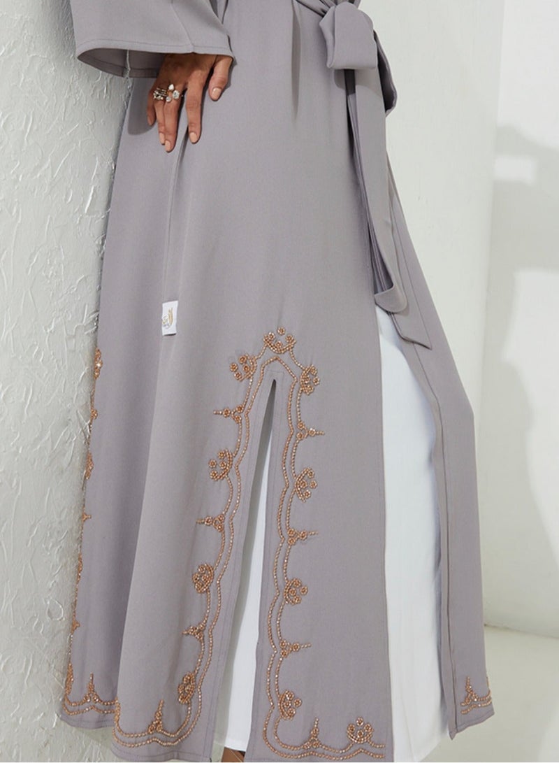 روزيت عباية طقم عباية مطرزة للمناسبات مع فستان داخلي - Image 4