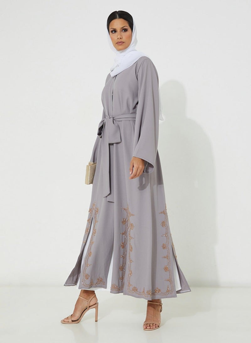 روزيت عباية طقم عباية مطرزة للمناسبات مع فستان داخلي - Image 2