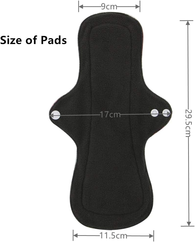 Asenappy Reusable Menstrual Pads - Bamboo Charcoal Menstrual Heavy Incontinence Pads |Sanitary Pads - Pack of 5, 1 Cloth Mini Wet Bag - Image 4