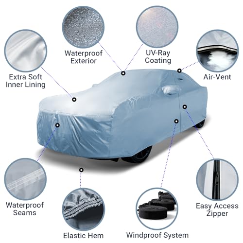 iCarCover Custom Car Cover for 2006-2025 Porsche Cayman, Waterproof All Weather Rain Snow UV Sun Protector Full Exterior Weatherproof Indoor Outdoor Car Cover with Strap - Image 4