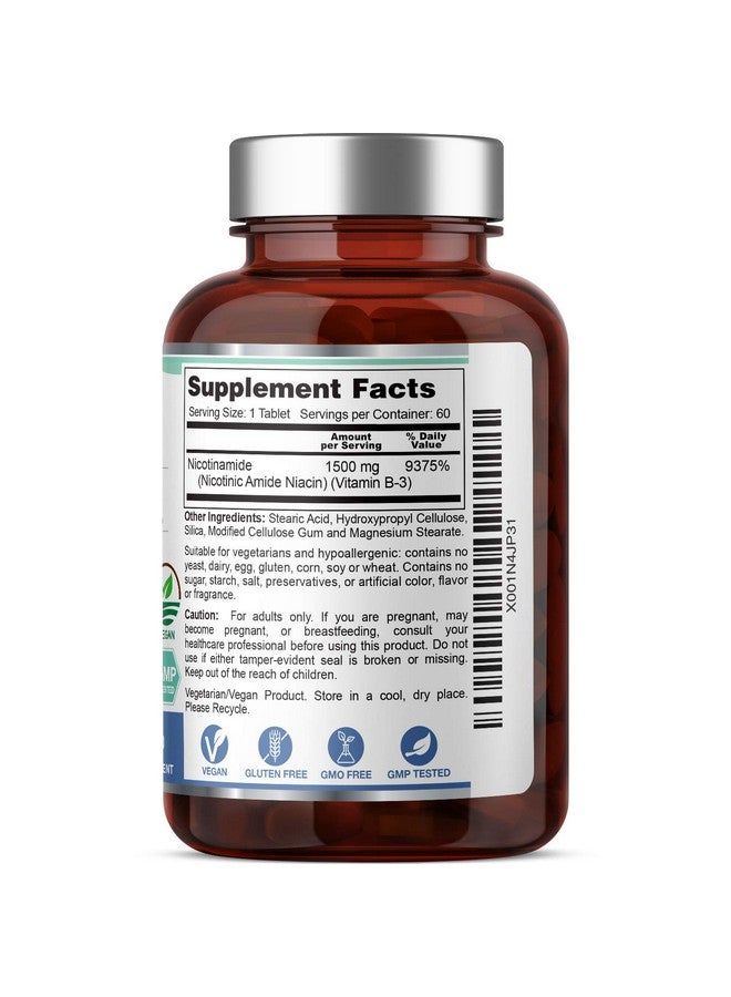 biophix ب3 نيكوتيناميد 1500 ملغ 60 قرص أقصى قوة إطلاق مؤقت نيكوتيناميد نياسين تركيبة فيتامين طبيعية خالية من الاحمرار تدعم صحة خلايا الجلد - Image 4