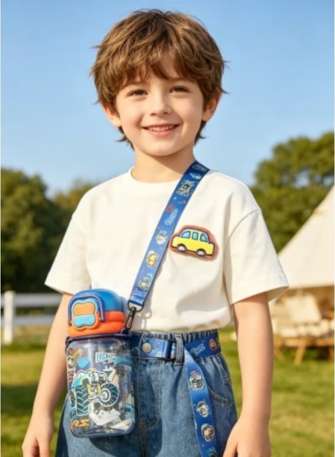 Five dream house 600ML Monster Truck Kids Water Bottle For School, Sippy Cup with Straw, Dual Drink Design with Free Magnetic Plush Toy Brooch - Image 3