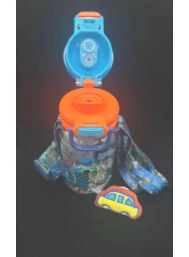 Five dream house 600ML Monster Truck Kids Water Bottle For School, Sippy Cup with Straw, Dual Drink Design with Free Magnetic Plush Toy Brooch - Image 2