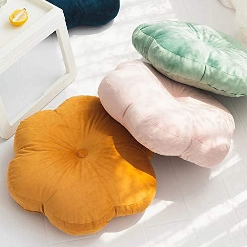 Peach Cuddle Velvet Flower Shaped Floor Cushion for Kids Room, Living Room, Bedroom, Patio (Yellow, 16x16 inch) - Image 4