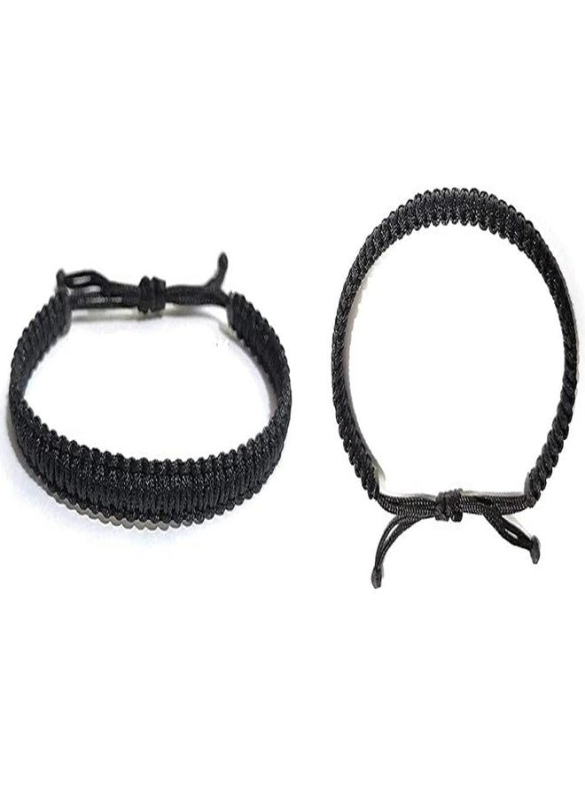 GDS Handmade Nazar Double Dhaga Bracelet Adjustable Wristband Bracelet Friendship Band for Men Women boys girls- 100% Skin Friendly Nazar Bracelets (Black) - Image 2