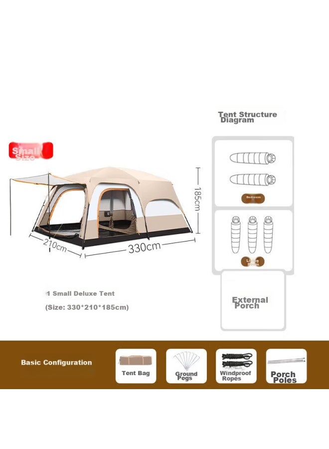 Beijilang Tent, Outdoor Family Camping, Portable, Sun-proof, Rain-proof, Multi-person, Large Space, Camping, Double-layer, Two-room, One-living Room, Coffee - Image 1