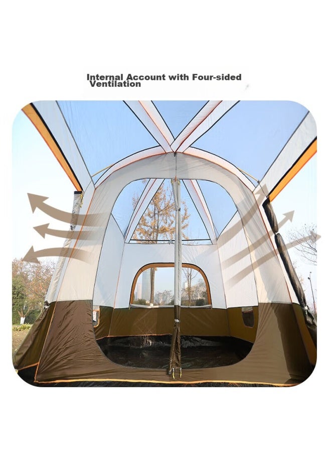 Beijilang Tent, Outdoor Family Camping, Portable, Sun-proof, Rain-proof, Multi-person, Large Space, Camping, Double-layer, Two-room, One-living Room, Coffee - Image 2