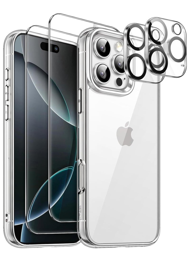 ELTRAZONE 5-in-1 Case for iPhone 16 Pro Max (6.9-Inch) - Includes 2 Tempered Glass Screen Protectors & Camera Lens Protectors, Non-Yellowing Shockproof Bumper Cover - Clear - Image 1