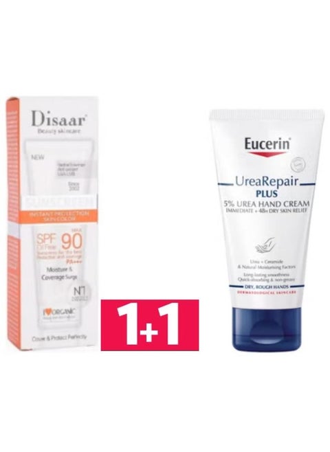 Sunscreen Instant Protection Foundation SPF 90 40g + Urearepair Plus 5% Urea Hand Cream With Ceramides Dry And Rough Skin 75ml
