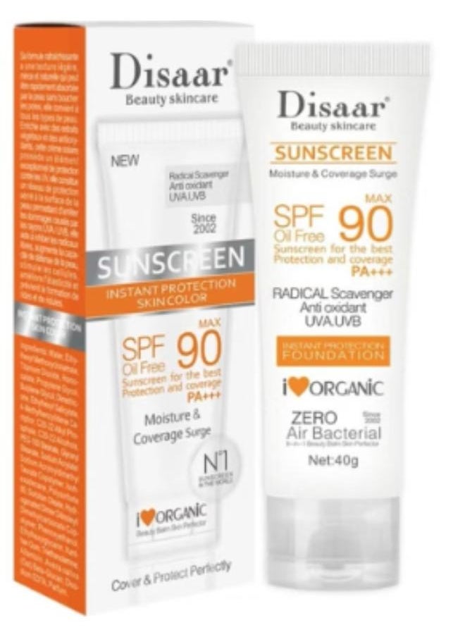 Disaar - Sunscreen Instant Protection Foundation SPF 90 40g + Urearepair Plus 5% Urea Hand Cream With Ceramides Dry And Rough Skin 75ml - Image 1