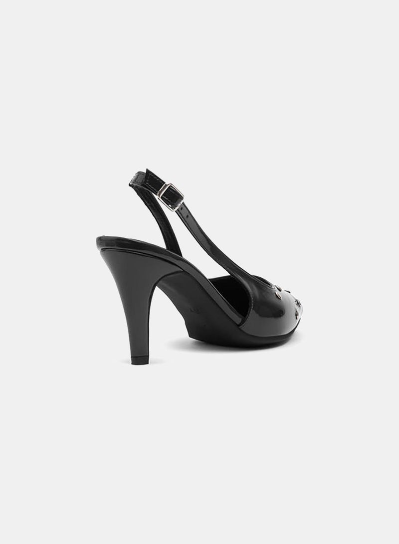 TGS Studded Closed Mid Heel Slingbacks - Image 3