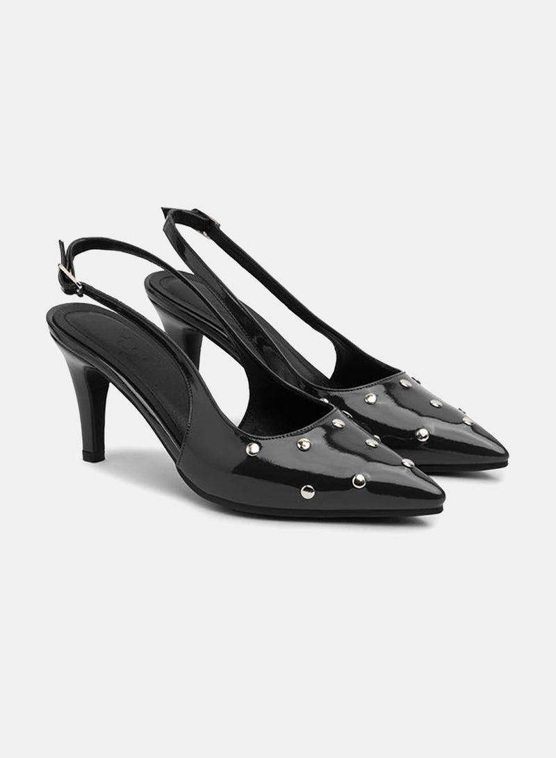 TGS Studded Closed Mid Heel Slingbacks - Image 1