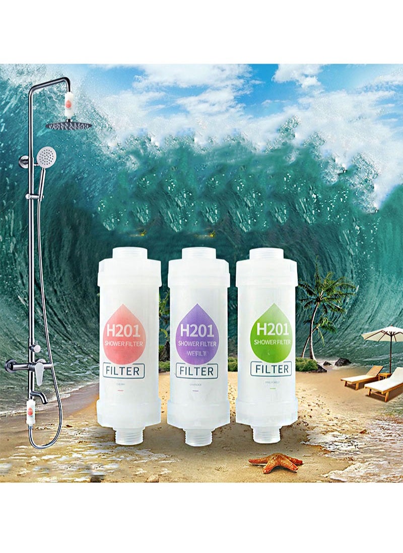 2 PCS Vitamin C Shower Filter，Shower Head Filter for Removing Chlorine Fluoride Deposits，Water Purification with Beads， Helps with Dry Skin and Hair Loss，Easy to Install (Lavender + Cherry Blossoms)
