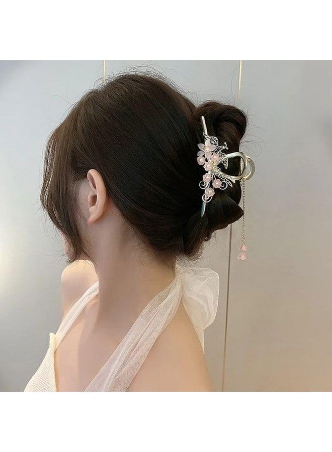 Radhya Accessories ملحقات راديا مشبك شعر زهري معدني للنساء مع خيوط ملحقات شعر كورية مشبك للفتيات (1 قطعة) - Image 3