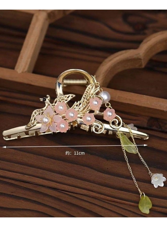 Radhya Accessories ملحقات راديا مشبك شعر زهري معدني للنساء مع خيوط ملحقات شعر كورية مشبك للفتيات (1 قطعة) - Image 4