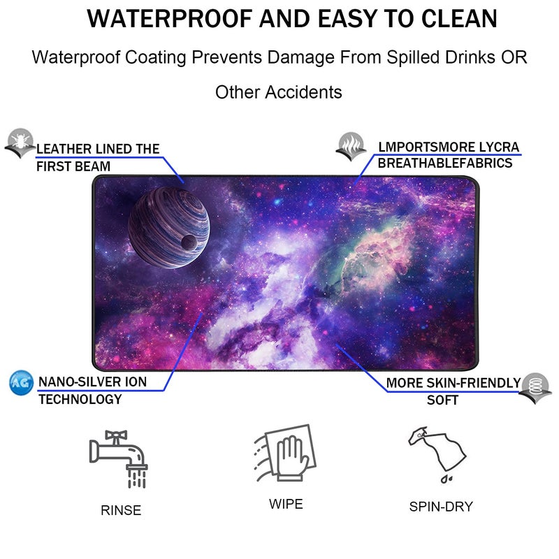 TEDNETGO Large Extended Gaming Mouse Pad, Long Mouse Pads, Extra Large Big Mouse Pad with Stitched Edge, XXL Non-Slip Computer Computer Keyboard Mat for Gamer/Desktop/Office/Home, Galaxy - Image 4