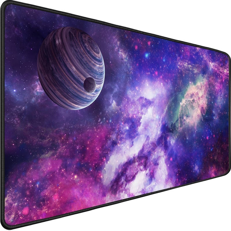 TEDNETGO Large Extended Gaming Mouse Pad, Long Mouse Pads, Extra Large Big Mouse Pad with Stitched Edge, XXL Non-Slip Computer Computer Keyboard Mat for Gamer/Desktop/Office/Home, Galaxy - Image 1
