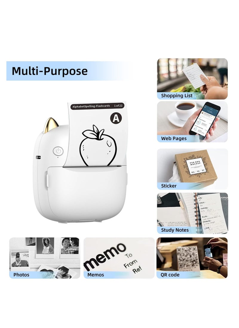 SYOSI - Mini Pocket Printer, Portable Instantly Sticker with 7 Color Lamp Printer, Sticker Maker Pocket Thermal Printer Customized Sticker for Study, DIY Scrapbook - Image 1