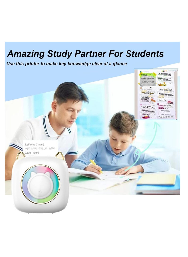 SYOSI - Mini Pocket Printer, Portable Instantly Sticker with 7 Color Lamp Printer, Sticker Maker Pocket Thermal Printer Customized Sticker for Study, DIY Scrapbook - Image 1